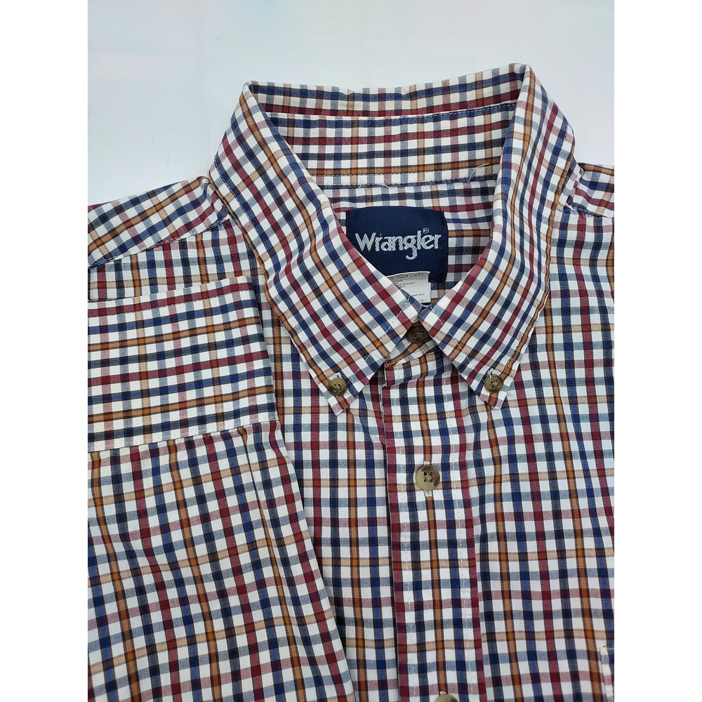 Wrangler Mens XL Button Down Shirt Long Sleeve Plaid Checkered Casual